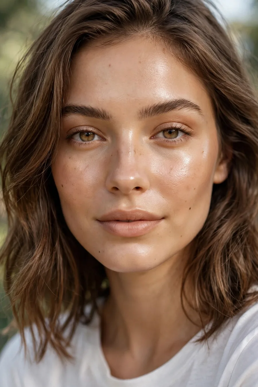 Dewy glowing skin makeup look, latte skin trend