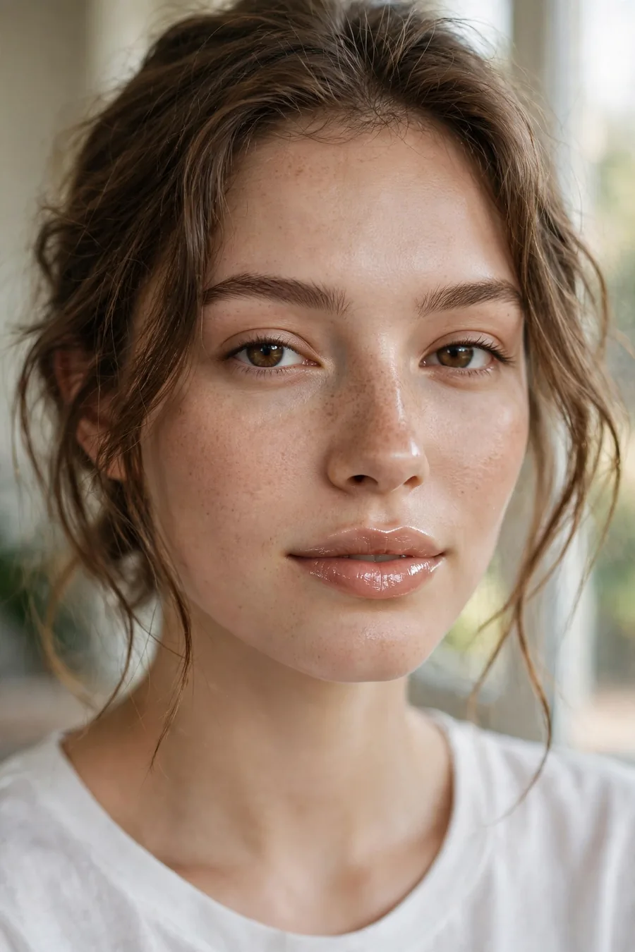 Glossy nude lips, daytime lip makeup trend